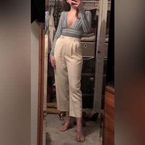 Vintage Como Sport Cream Colored Cropped Trousers, Size 6